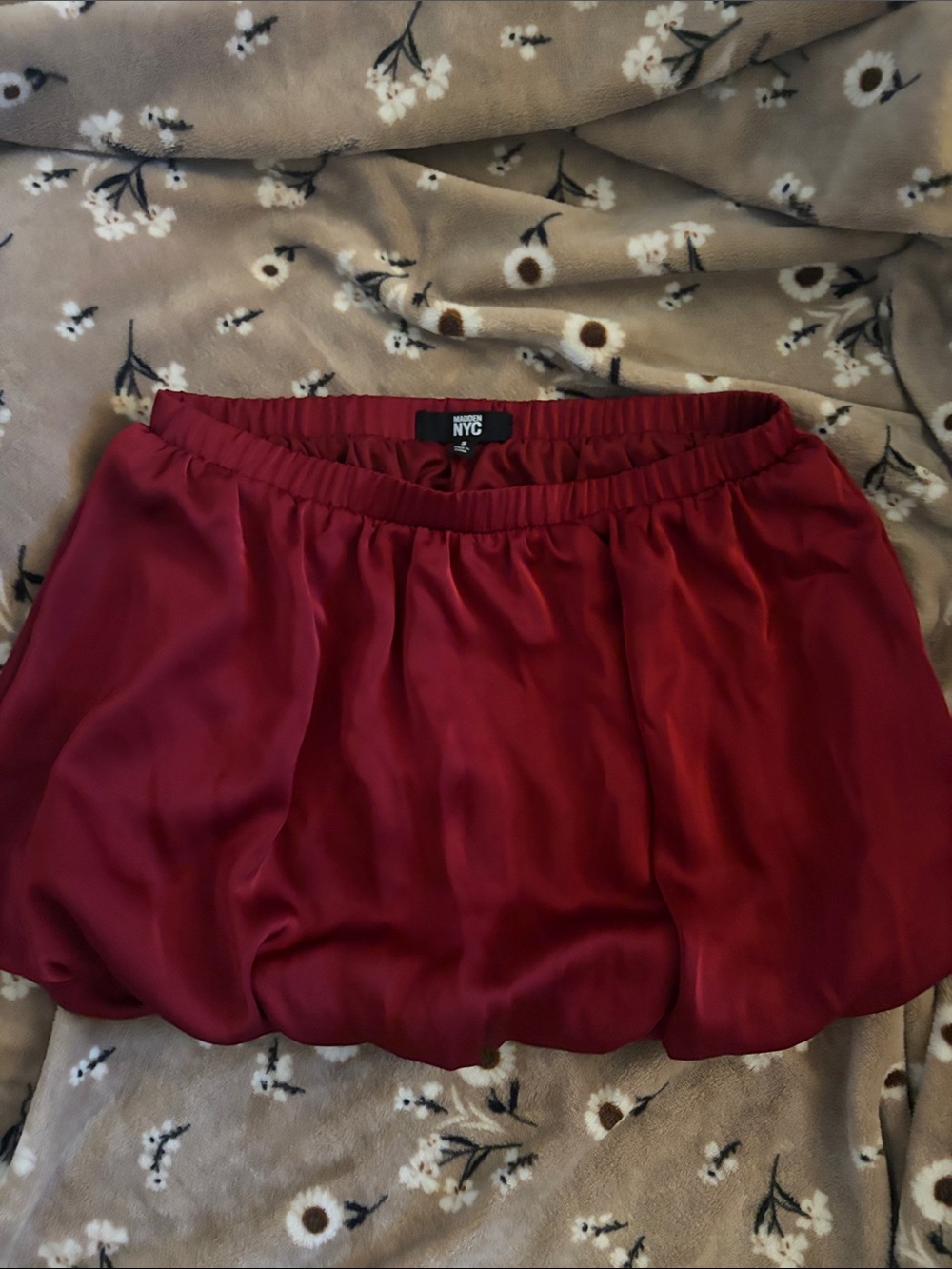 NYC Women's Wine Red Bubble Mini Skirt